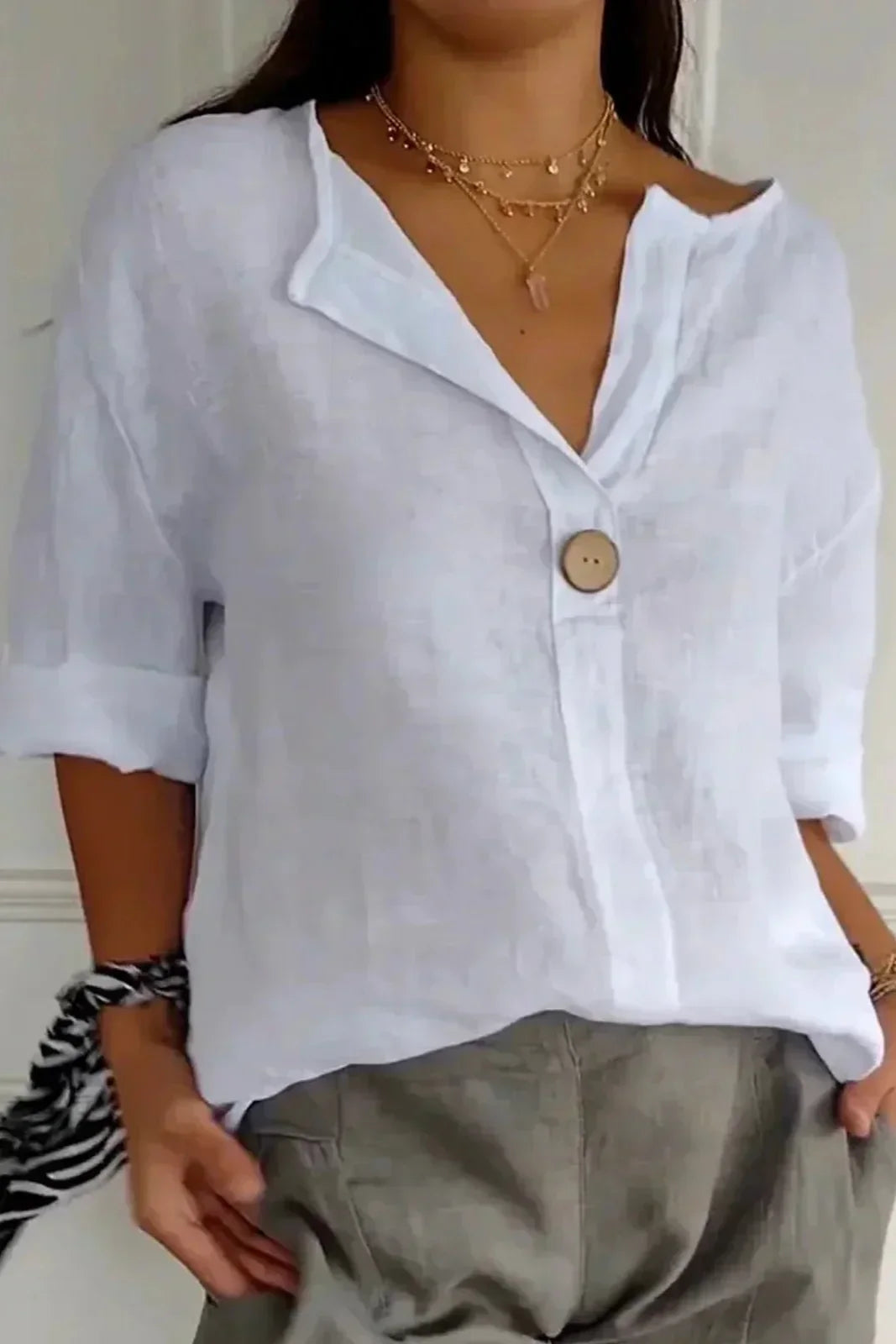Ines™ | Avslappnad linne-topp med stil