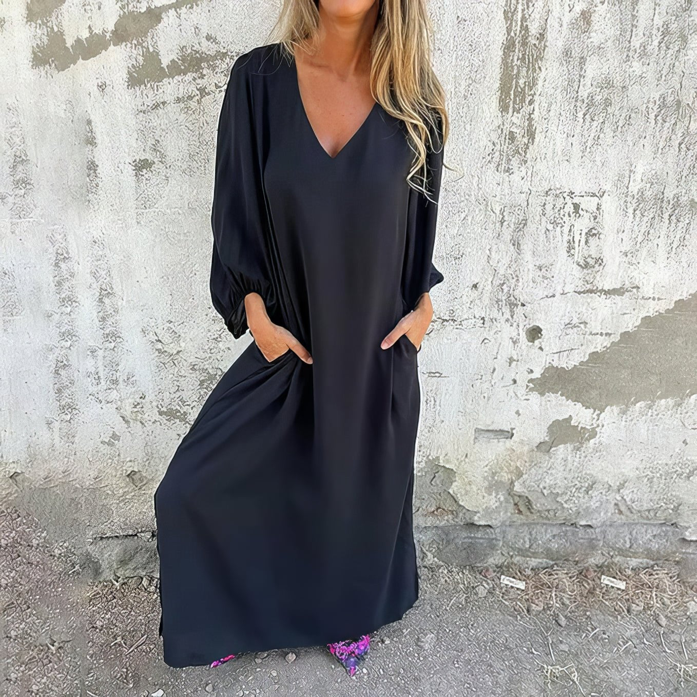 Signe | Lång Boho Klänning med Fickor | Perfekt för varje tillfälle!