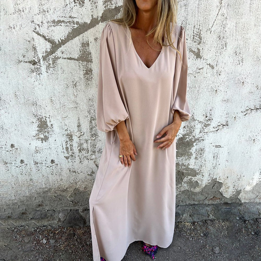 Signe | Lång Boho Klänning med Fickor | Perfekt för varje tillfälle!
