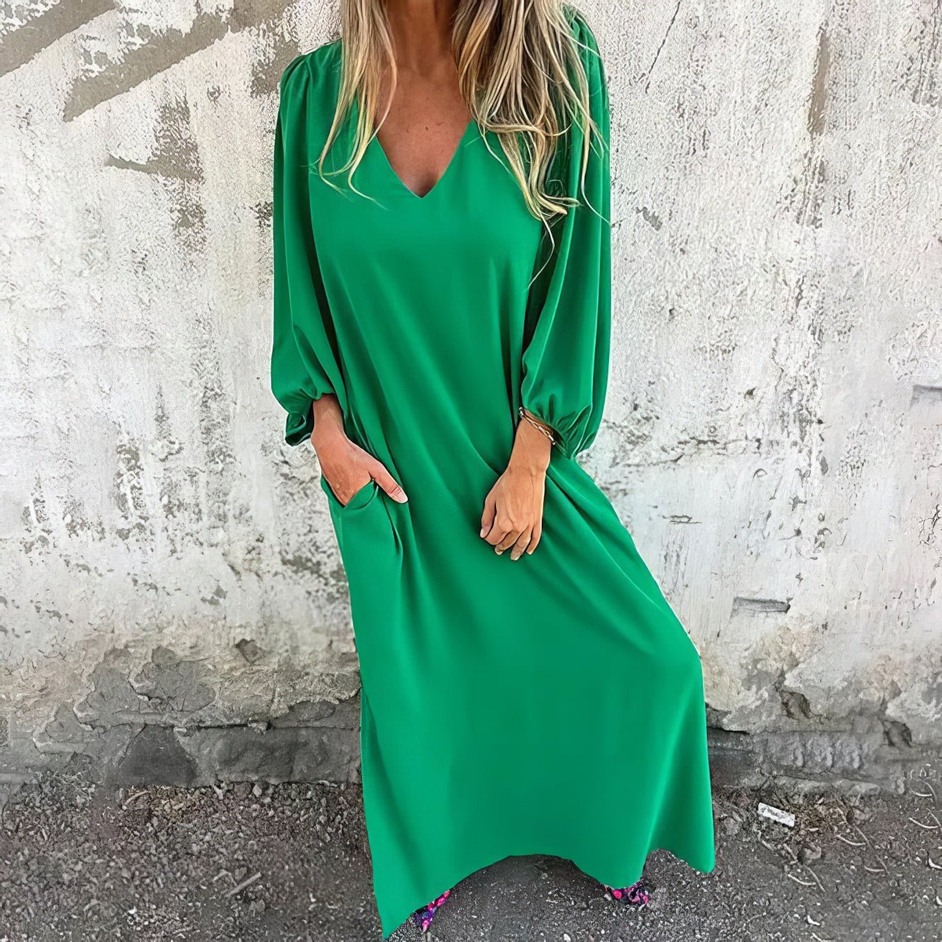 Signe | Lång Boho Klänning med Fickor | Perfekt för varje tillfälle!