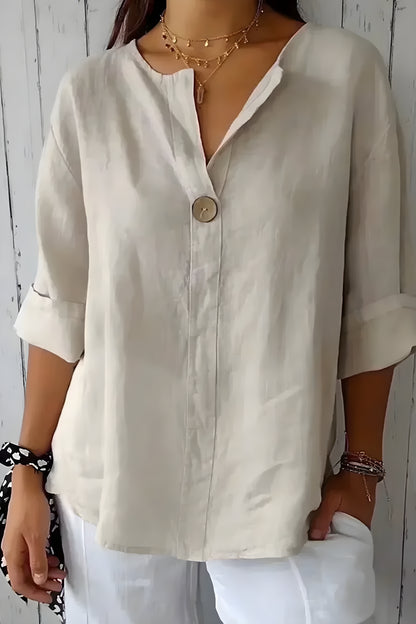 Ines™ | Avslappnad linne-topp med stil