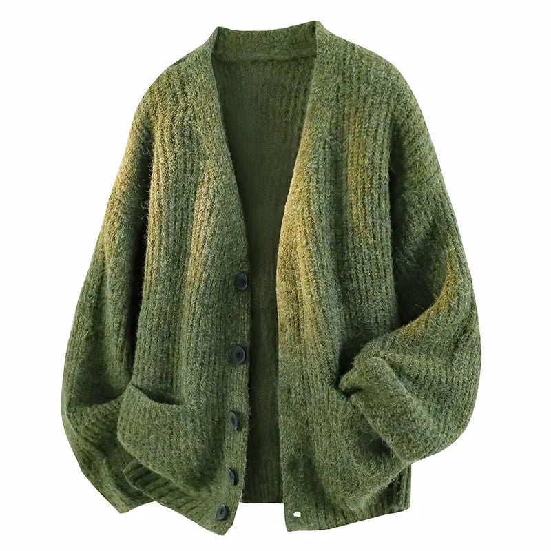 Avslappnad V-ringad cardigan