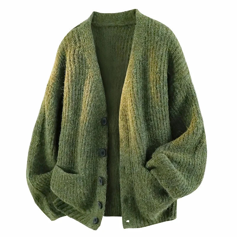 Avslappnad V-ringad cardigan