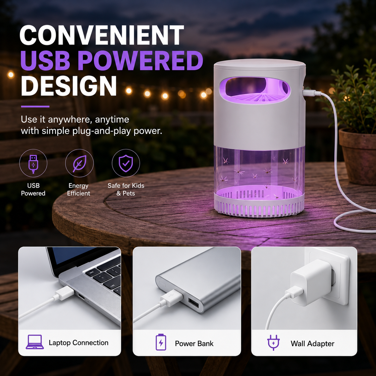 Noa™ | Tyst USB Myggfälla