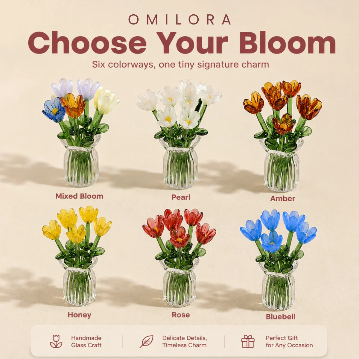 Everly™ Glass Flower Bouquet – Handmade Beauty & Lasts Forever