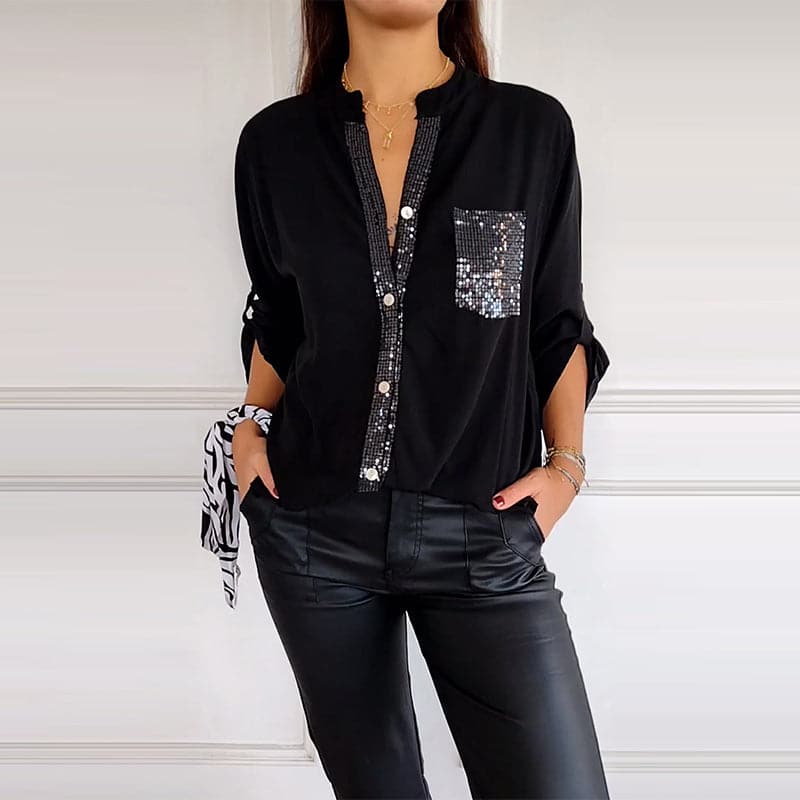 Alina™ | Casual Paljettpatchwork-topp