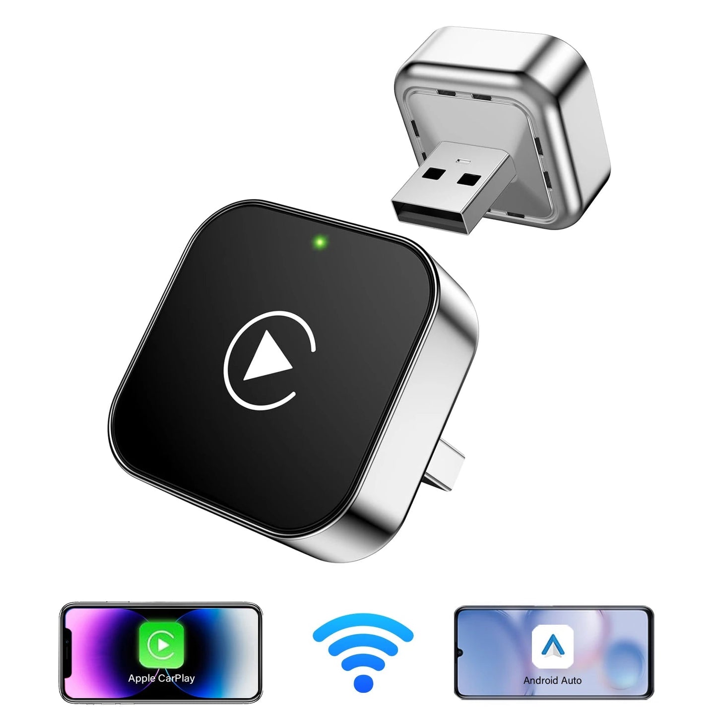 DriveMate™ | 2-i-1 Trådlös CarPlay & Android Auto Adapter