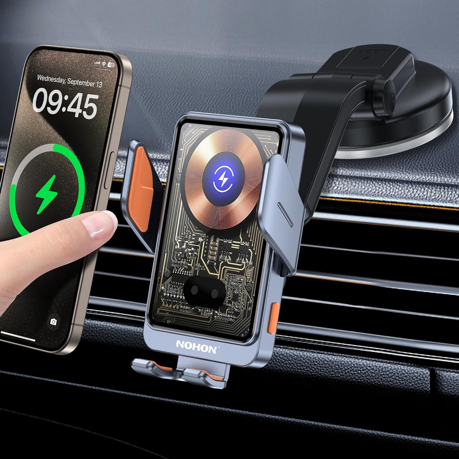 Luca™ | Smart Trådlös Billaddare & Mobilhållare