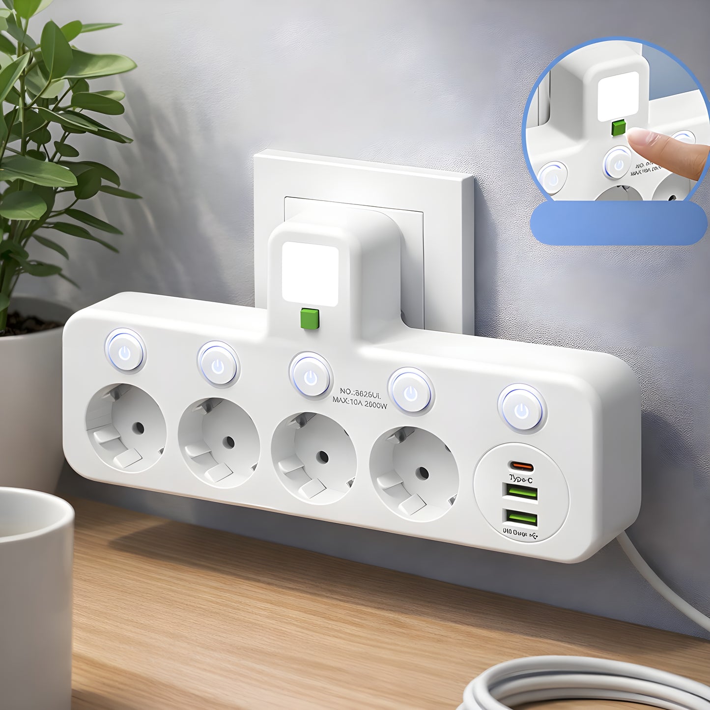 Milan™ | Smart Grenuttag med USB & Nattlampa