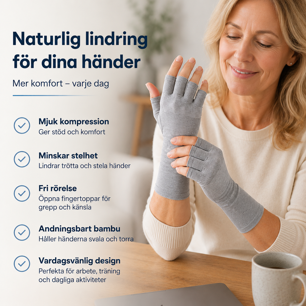 Nordic Relief™ Bambu Kompressionshandskar