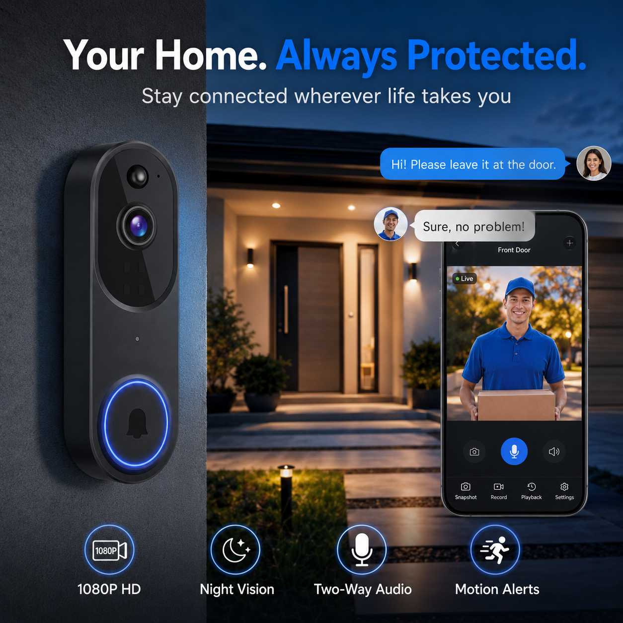Luca™ | Smart HD-Videodörrklocka Med Liveaviseringar 🚪📱