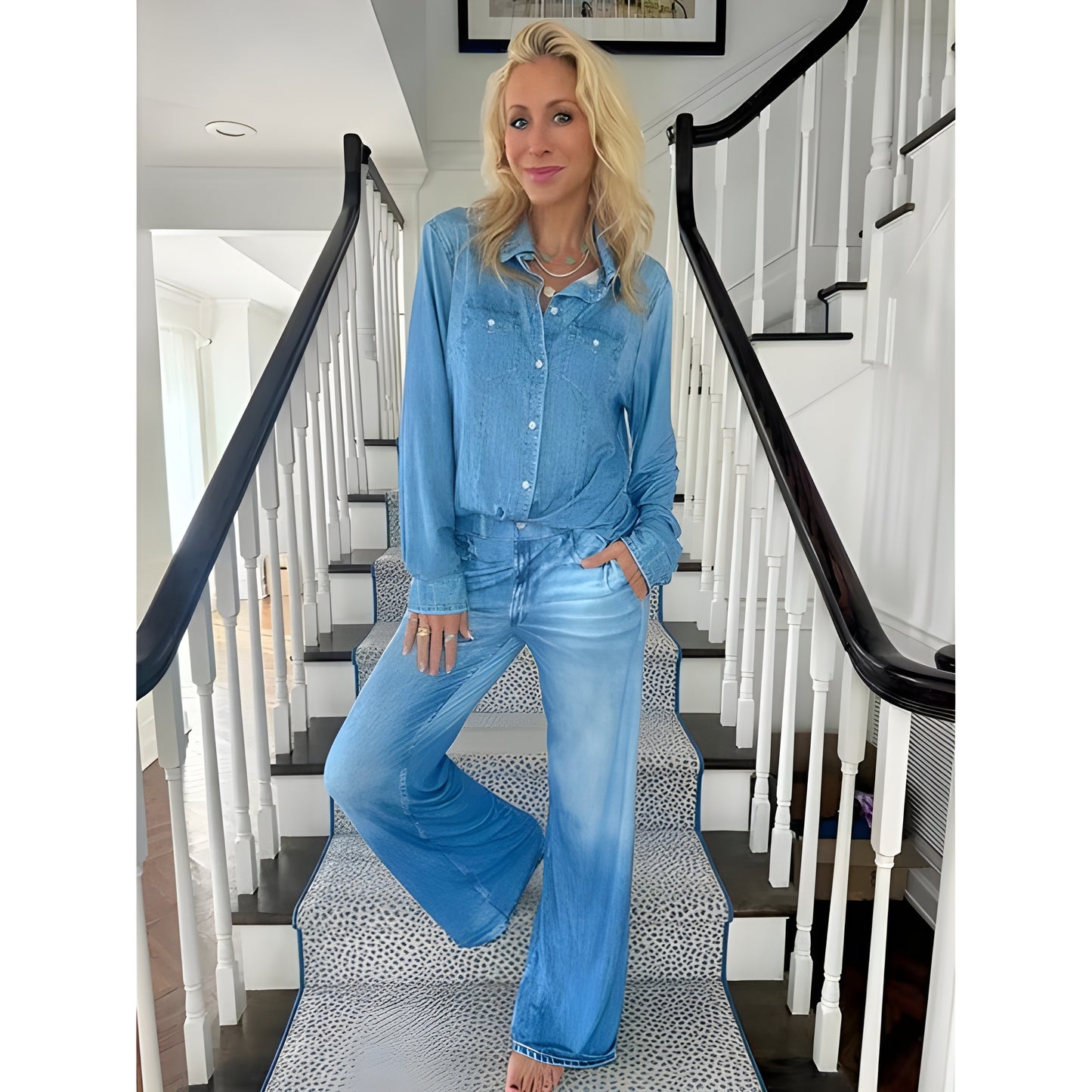 Luna™ | Pyjamasset Med Denim-Look