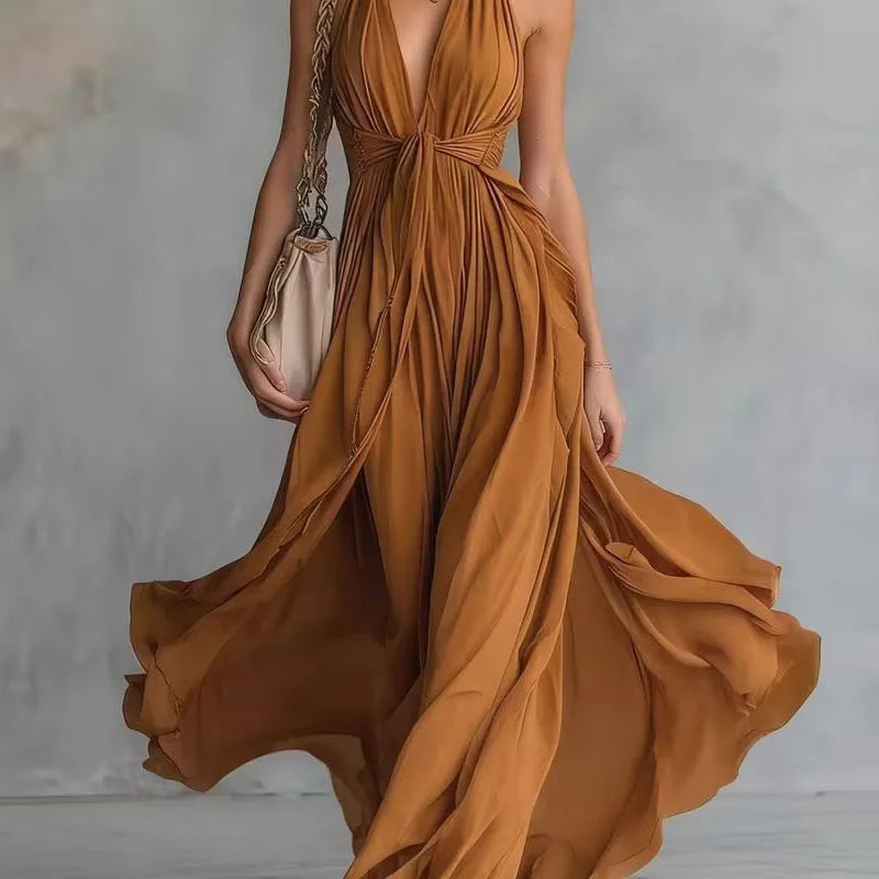 Charlotte™ | Flowy Halter Maxi Dress – Elegant Style & Effortless Comfort