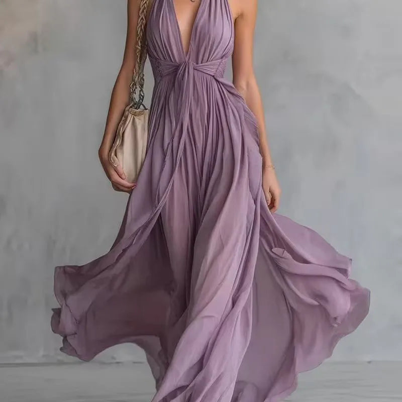 Charlotte™ | Flowy Halter Maxi Dress – Elegant Style & Effortless Comfort
