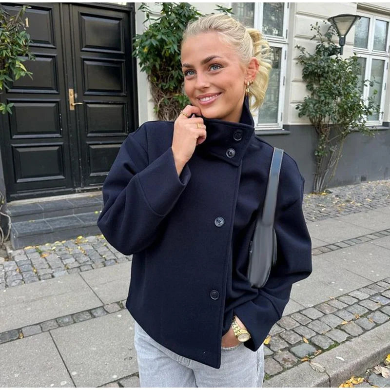 Anea™ | Kort Höstjacka med Krage & Knäppning