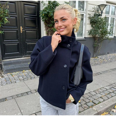 Anea™ | Kort Höstjacka med Krage & Knäppning