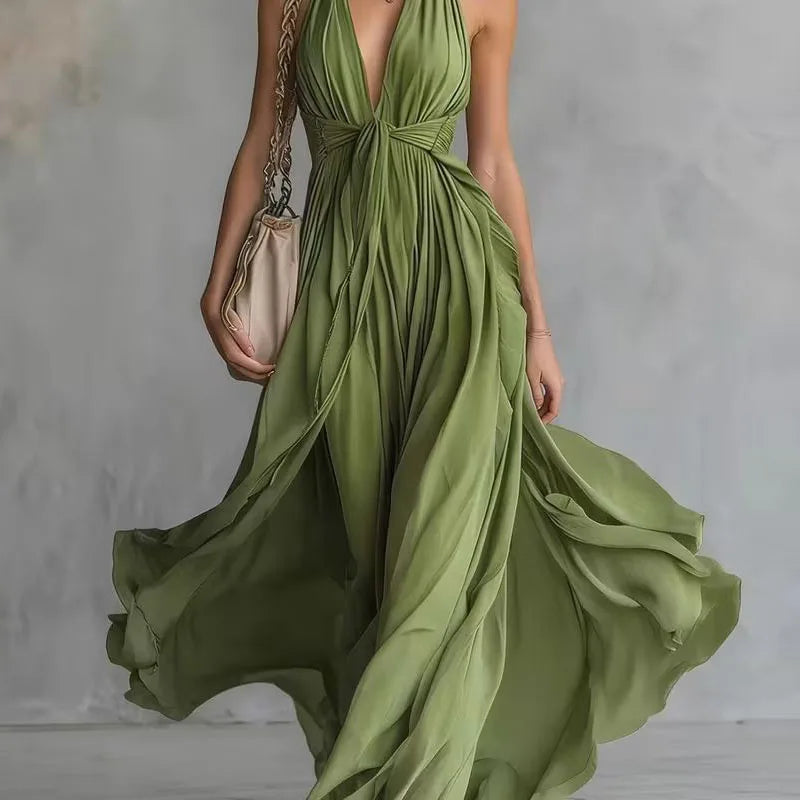 Charlotte™ | Flowy Halter Maxi Dress – Elegant Style & Effortless Comfort