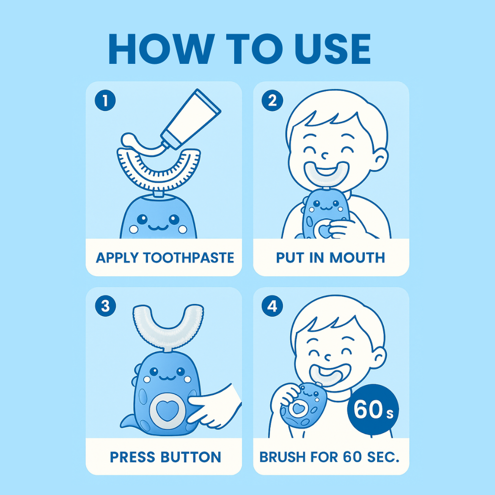 🦷 SmileyBrush™ | Elektrisk U-Formad Tandborste för Barn