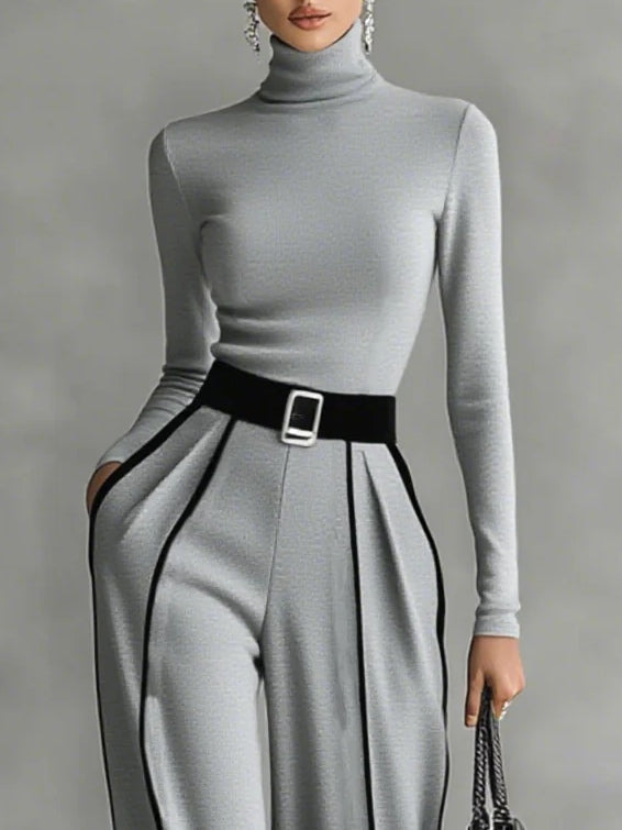 Livia™ | Elegant Tvådelad Set med Vida Byxor