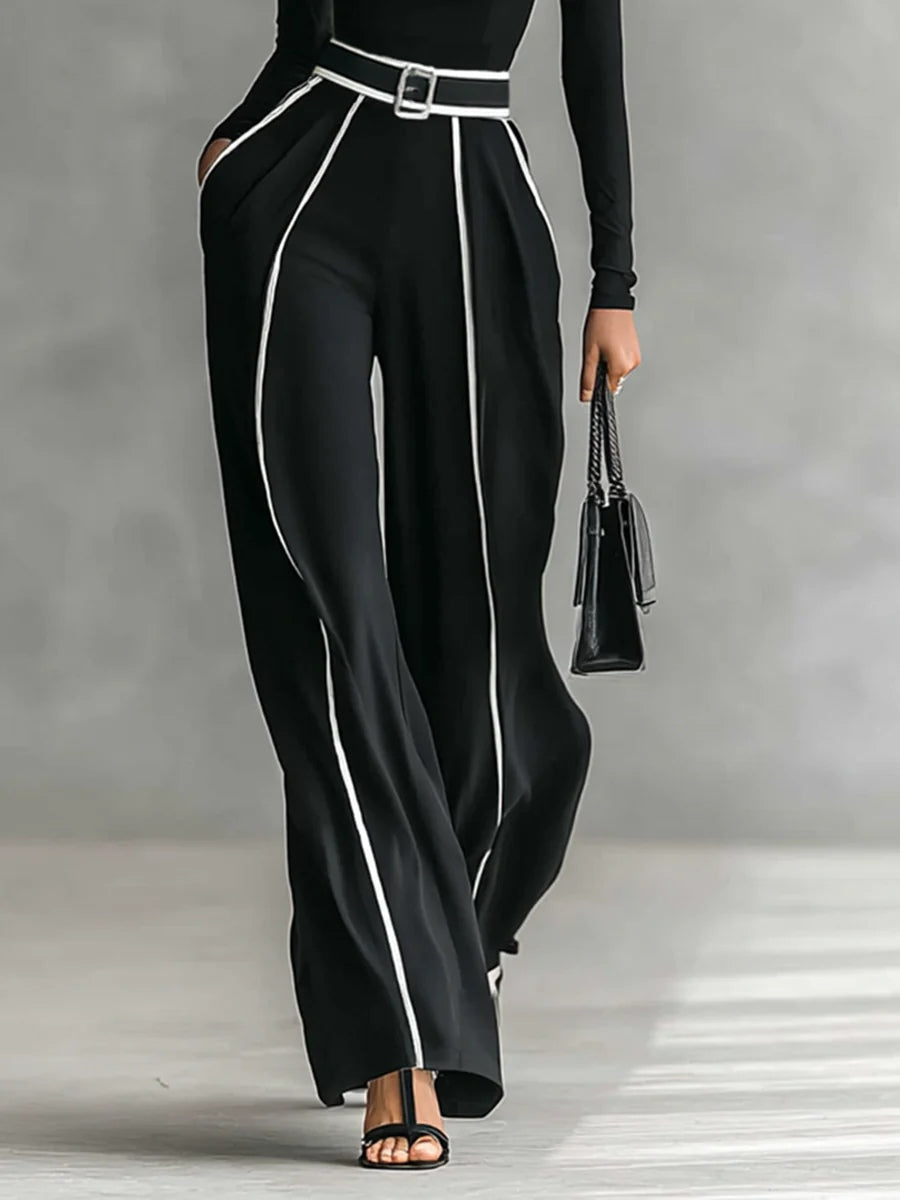 Livia™ | Elegant Tvådelad Set med Vida Byxor