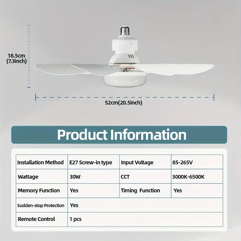 Milan™ | 2-I-1 Takfläkt Med LED-Belysning