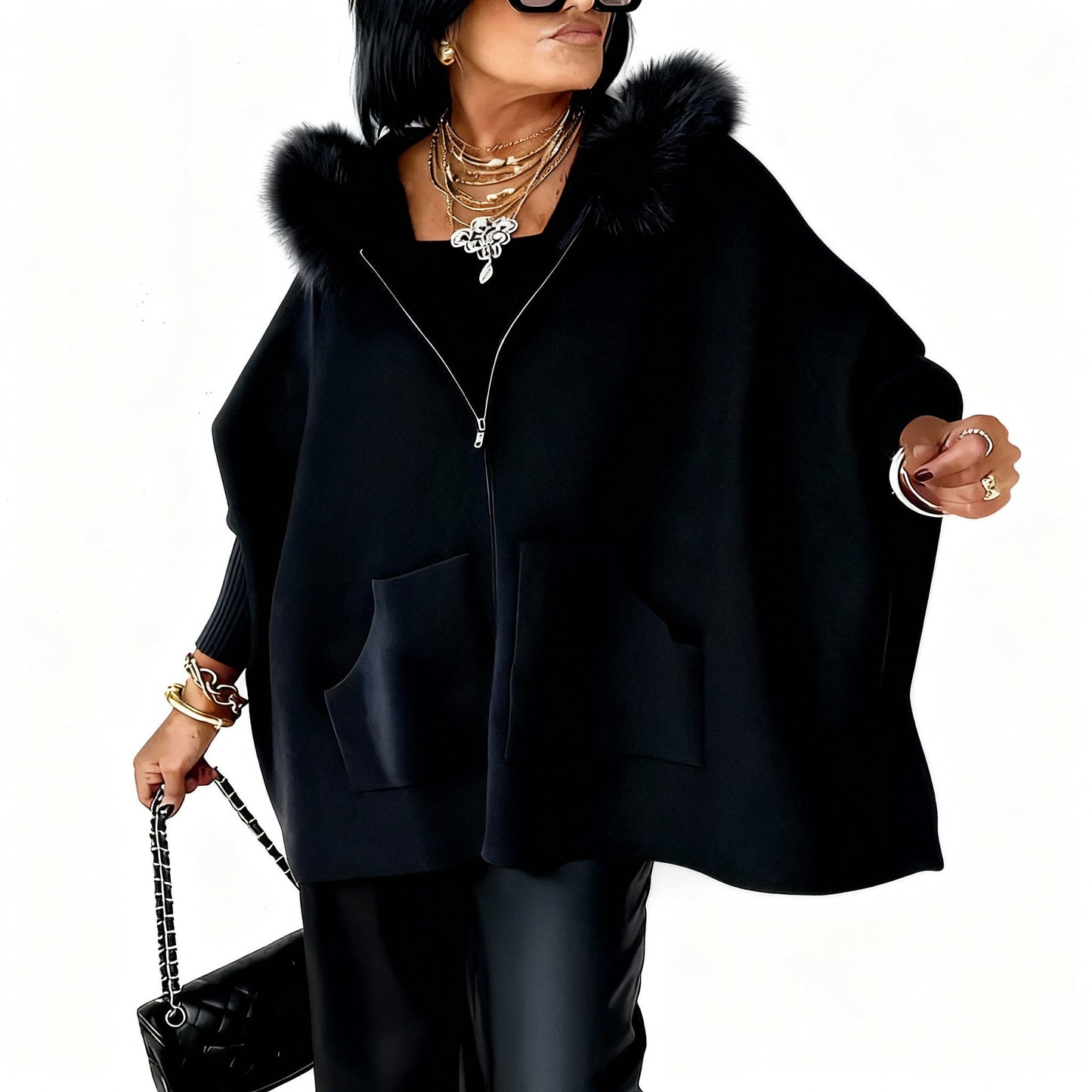 Livia™ | Varm Glamourös Ponchojacka
