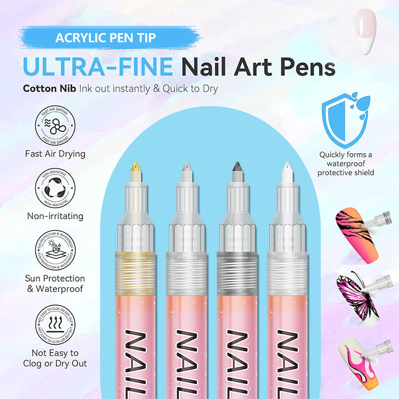 LunaNails™ | Ultra-Precis Nail Art Pennset (12 färger)