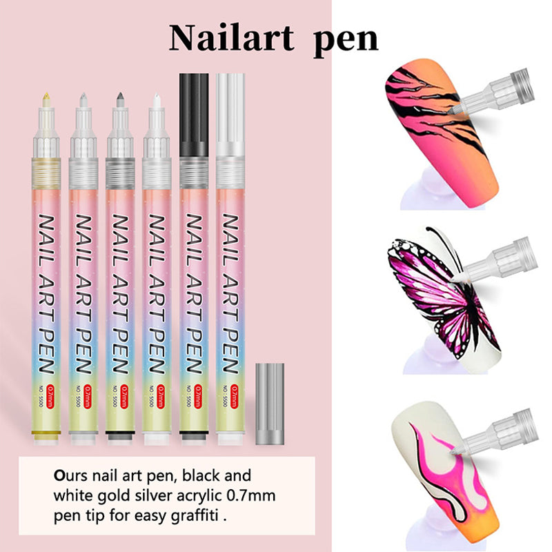 LunaNails™ | Ultra-Precis Nail Art Pennset (12 färger)