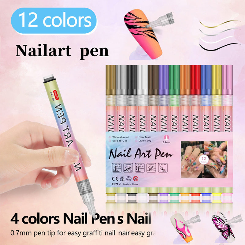 LunaNails™ | Ultra-Precis Nail Art Pennset (12 färger)
