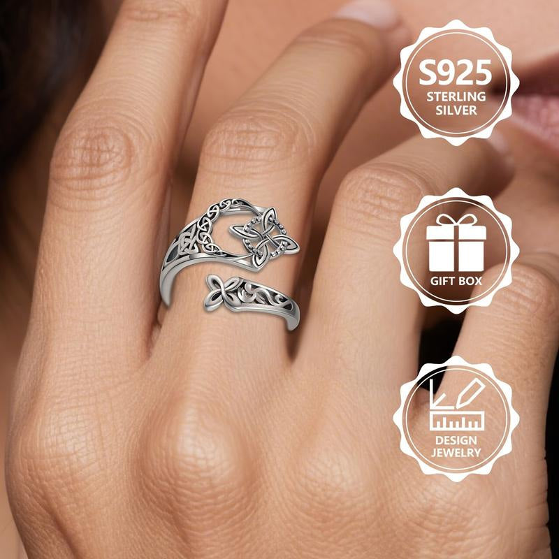 Elara™ | Justerbar Keltisk Silverring