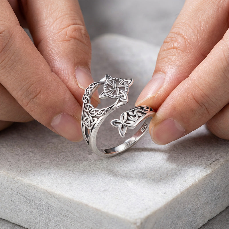 Elara™ | Justerbar Keltisk Silverring