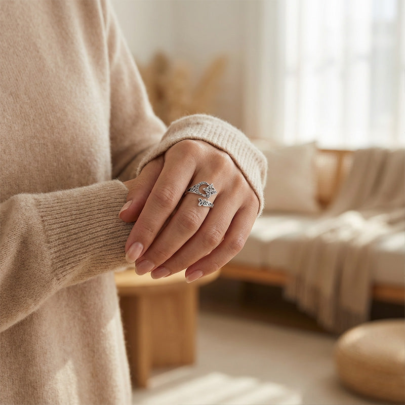 Elara™ | Justerbar Keltisk Silverring