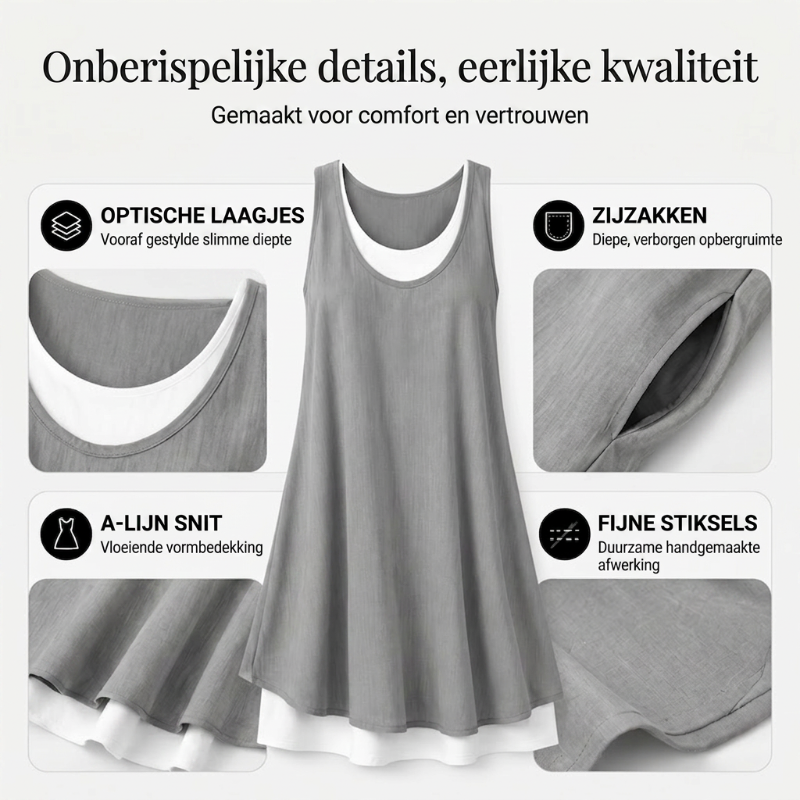 Selma™ | Luftig Lager-på-Lager Linneklänning Med Smickrande Passform