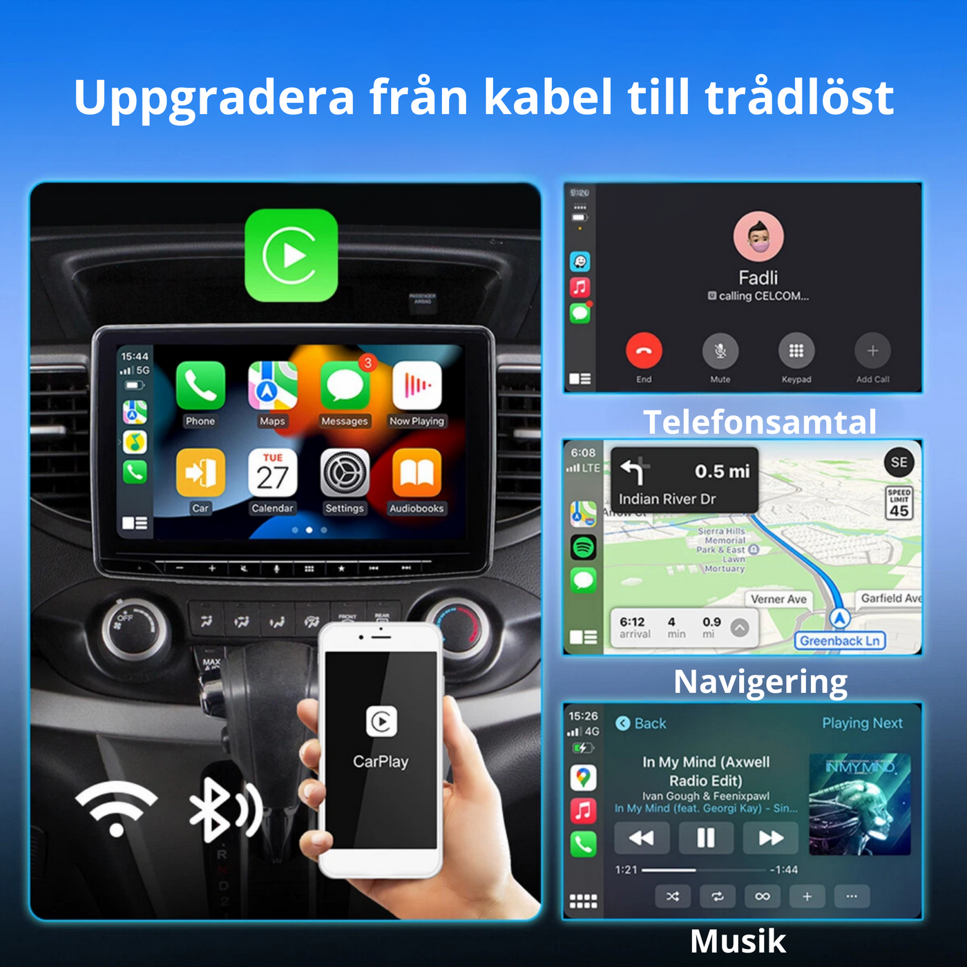 DriveMate™ | 2-i-1 Trådlös CarPlay & Android Auto Adapter